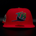 Tampa Bay Devil Rays Red TB Devil Ray Logo Lime Green Brim 59FIFTY Fitted Hat