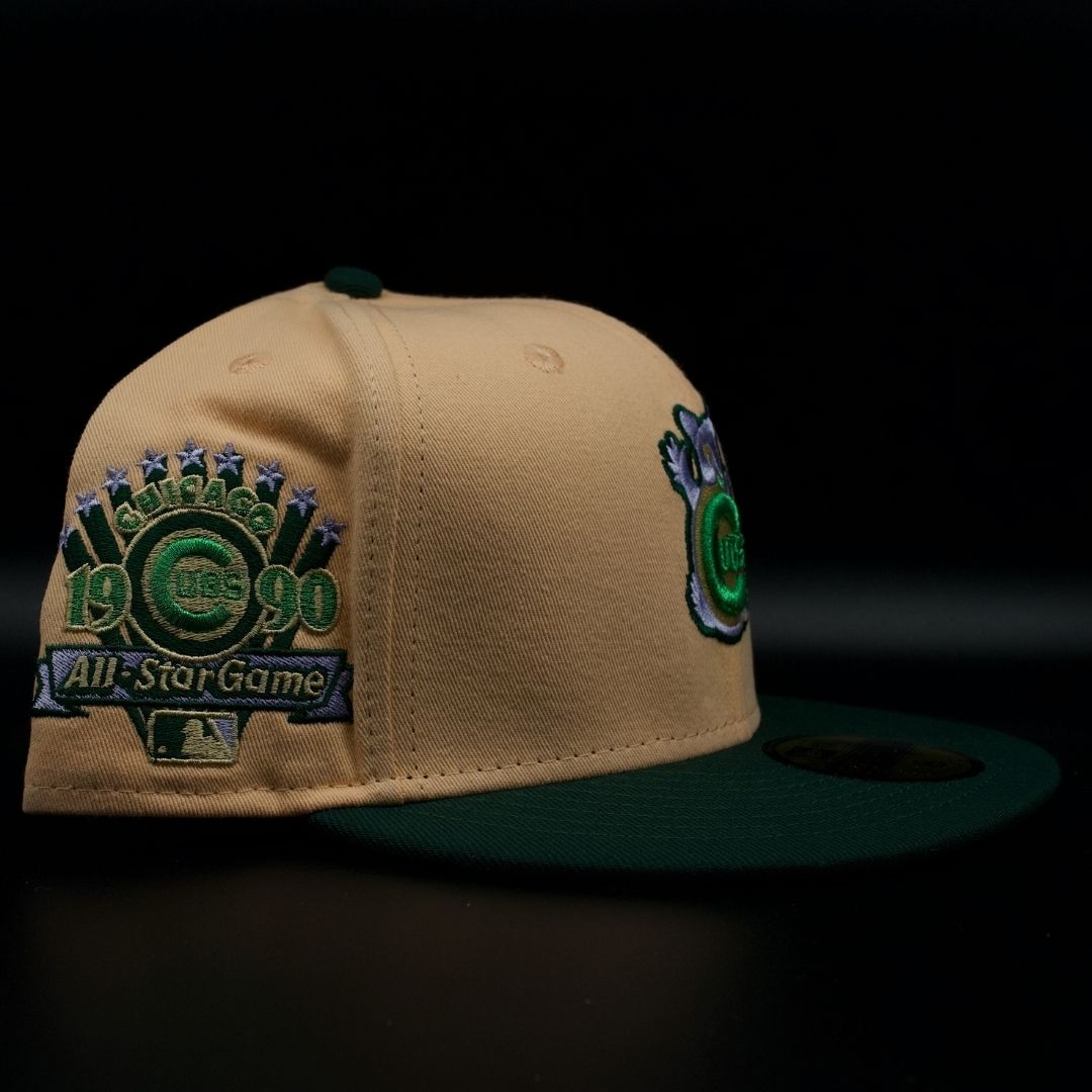 Chicago Cubs Peach and Green Bear 1990 All Star Game Grey Brim 59FIFTY Fitted Hat