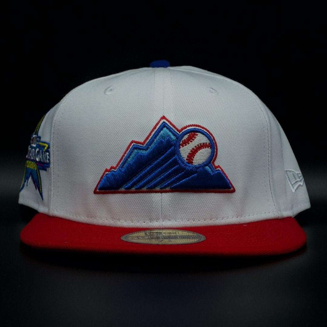 Colorado Rockies White and Red Mountain 2021 All Star Game Purple Brim 59FIFTY Fitted Hat