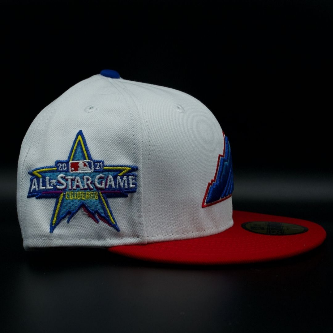 Colorado Rockies White and Red Mountain 2021 All Star Game Purple Brim 59FIFTY Fitted Hat