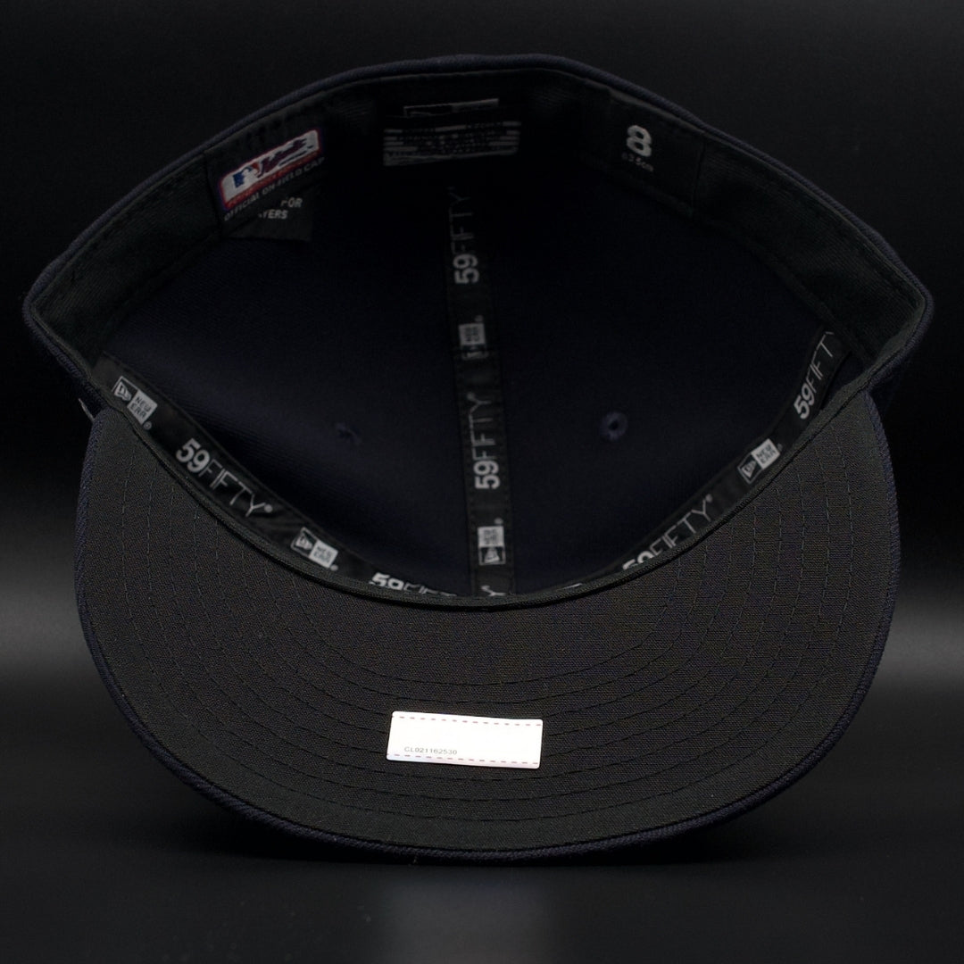 Cleveland Guardians (Indians) Navy Blue Chief Wahoo (Official On-Field Cap) Black Brim 59FIFTY Fitted Hat