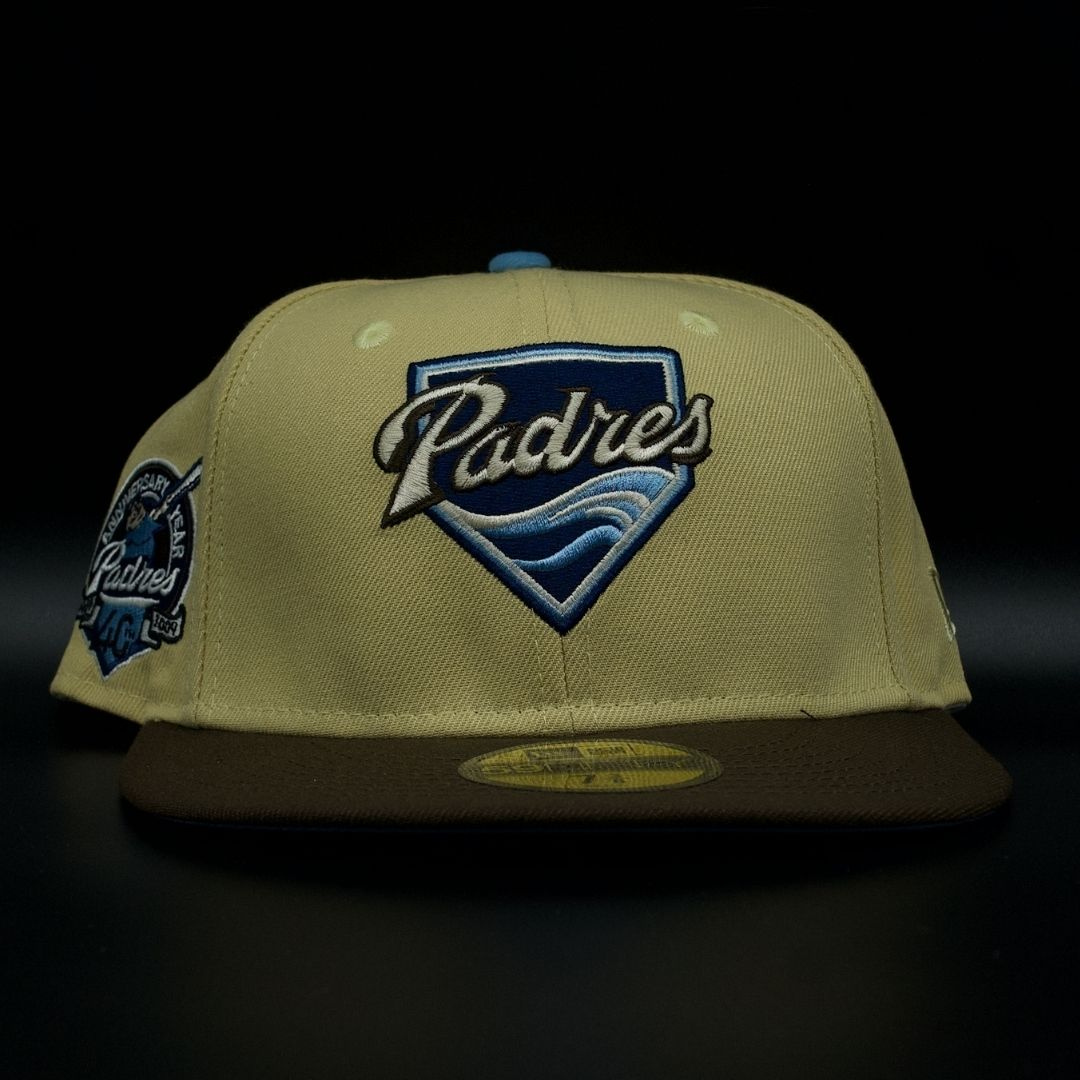 San Diego Padres Khaki and Brown 40th Anniv Sky Blue Brim 59FIFTY Fitted Hat
