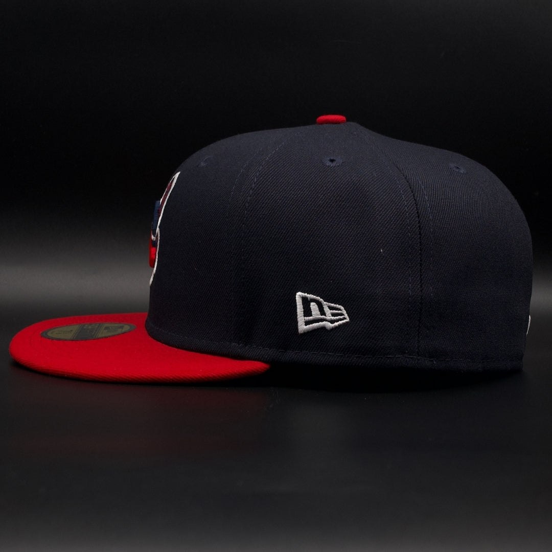 Cleveland Guardians (Indians) Navy and Red Chief Wahoo (Official On-Field Cap) Black Brim 59FIFTY Fitted Hat