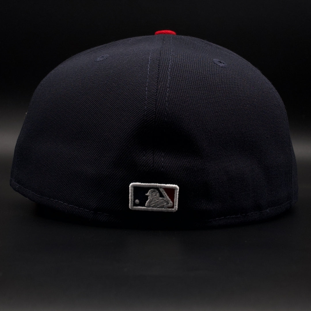 Cleveland Guardians (Indians) Navy and Red Chief Wahoo (Official On-Field Cap) Black Brim 59FIFTY Fitted Hat