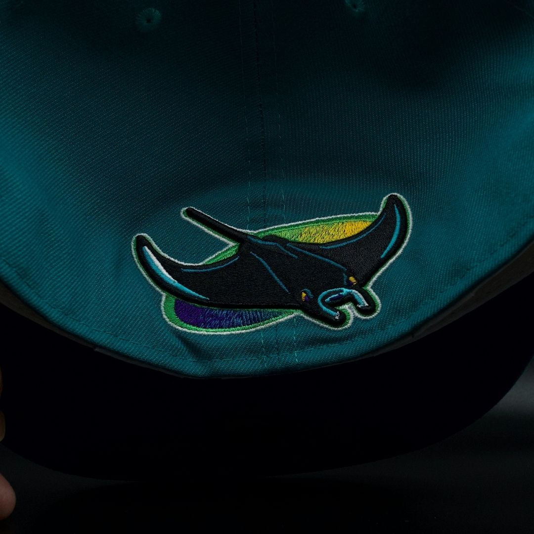 Tampa Bay Devil Rays Teal TB Logo 10 Seasons Purple Brim 59FIFTY Fitted Hat