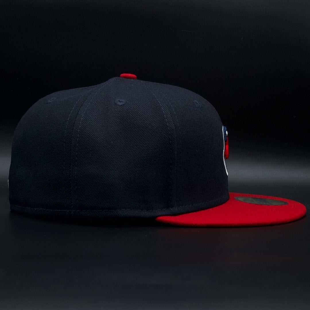 Cleveland Guardians (Indians) Navy and Red Chief Wahoo (Official On-Field Cap) Black Brim 59FIFTY Fitted Hat
