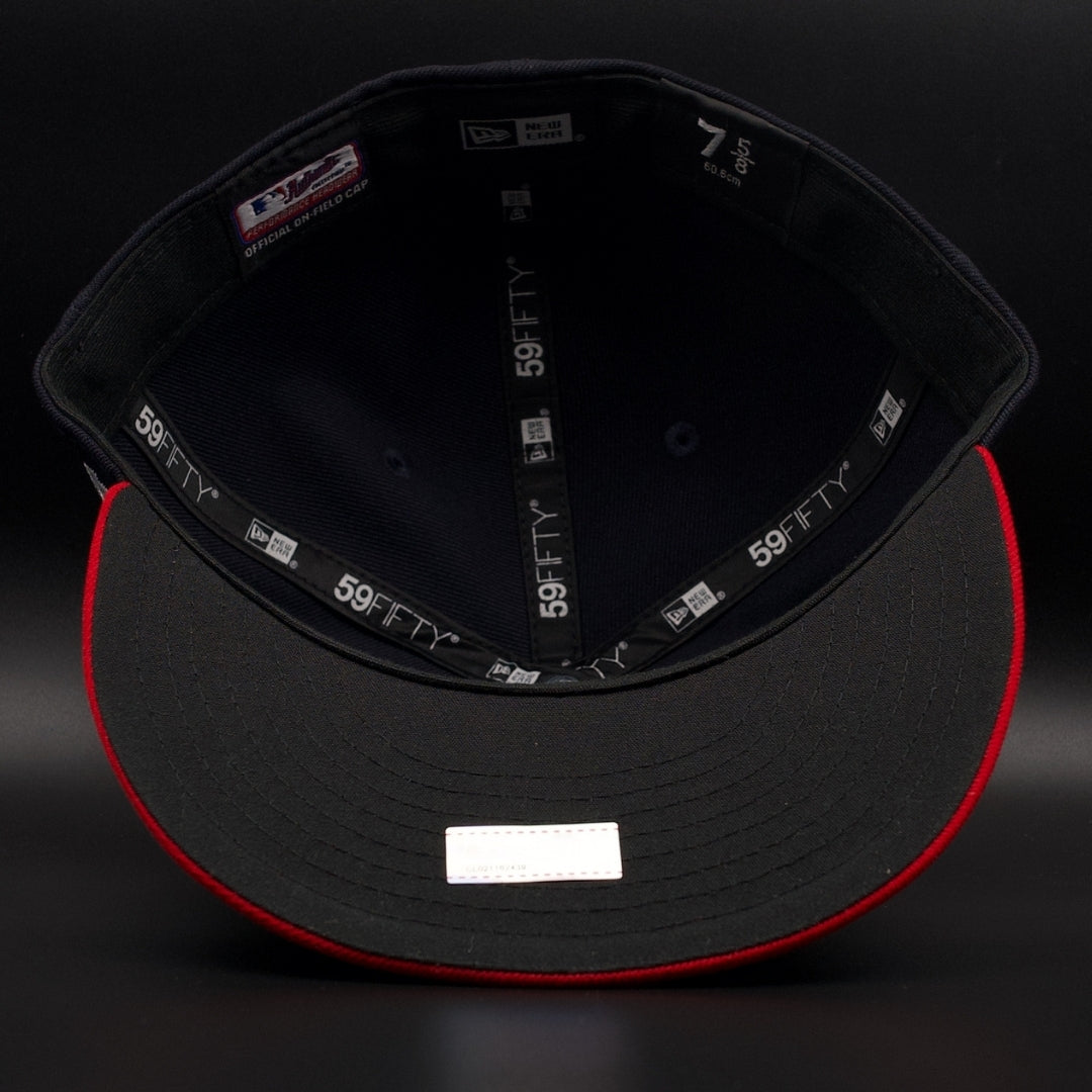 Cleveland Guardians (Indians) Navy and Red Chief Wahoo (Official On-Field Cap) Black Brim 59FIFTY Fitted Hat
