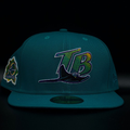 Tampa Bay Devil Rays Teal TB Logo 10 Seasons Purple Brim 59FIFTY Fitted Hat