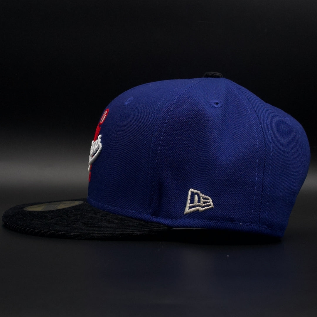 Los Angeles Dodgers Blue and Black Corduroy Dodgers Logo All Star Game Red Brim 59FIFTY Fitted Hat