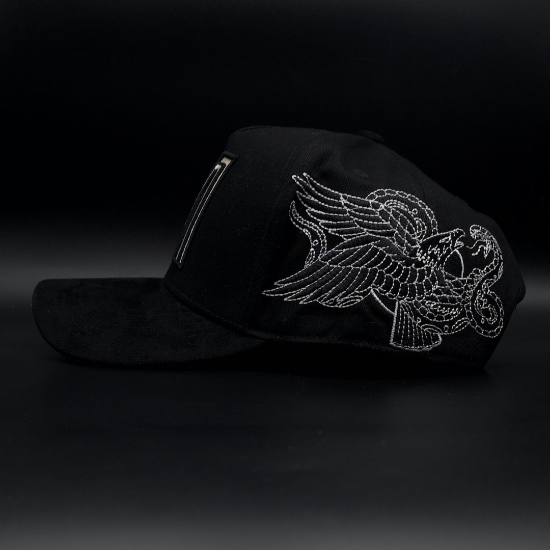 Hat Zun Black And Gold Mexico Aguila Snake Black Brim SnapBack Hat