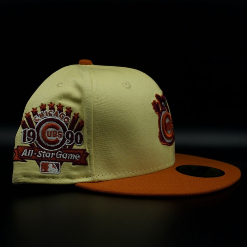 Chicago Cubs Yellow and Orange Cubbie Bear 1990 All-Star Game Maroon Brim Fitted