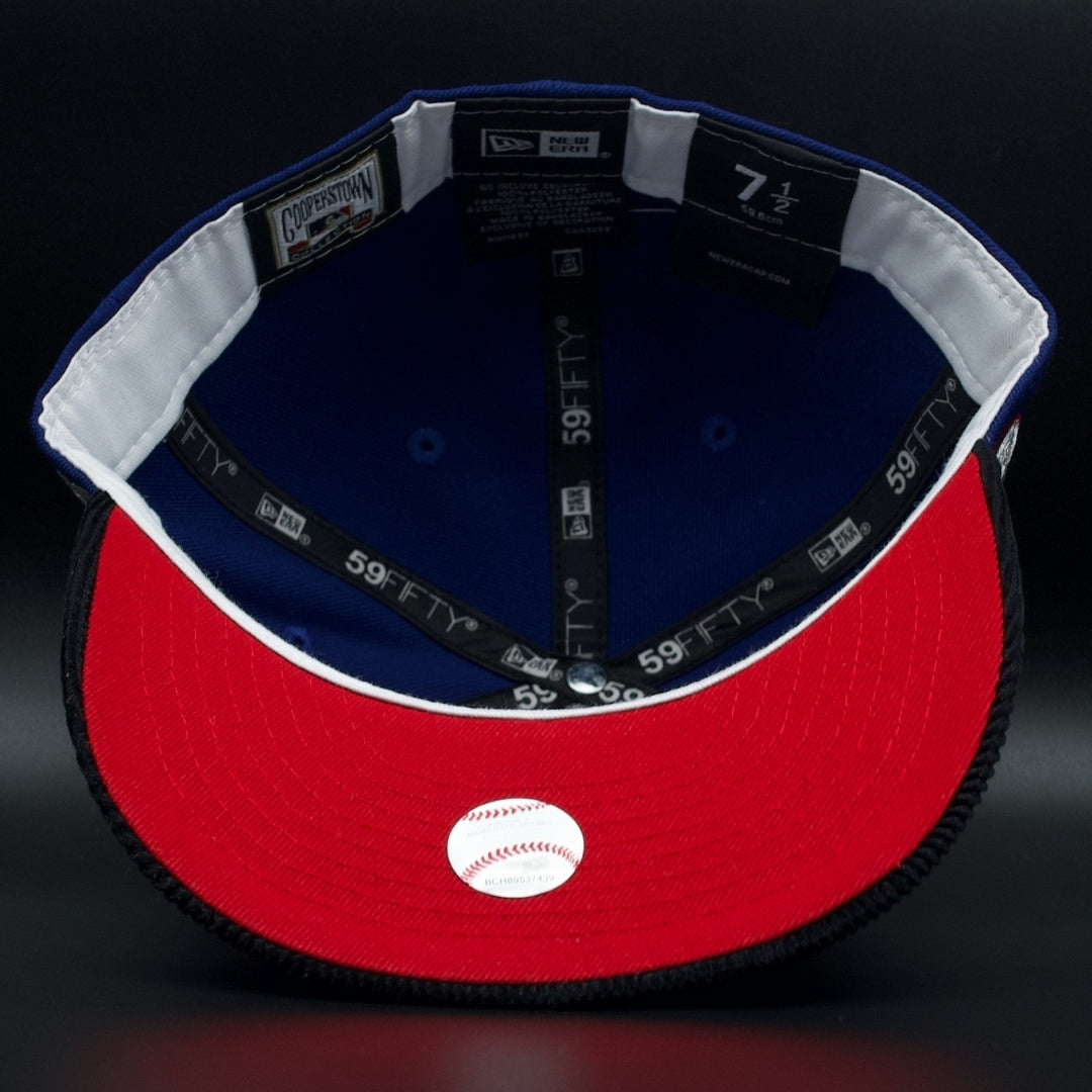 Los Angeles Dodgers Blue and Black Corduroy Dodgers Logo All Star Game Red Brim 59FIFTY Fitted Hat