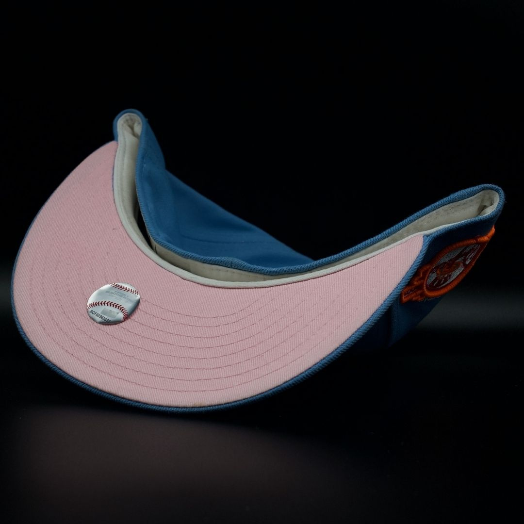New York Yankees Sky Blue NY Logo 100th Anniversary Pink Brim 59FIFTY Fitted Hat