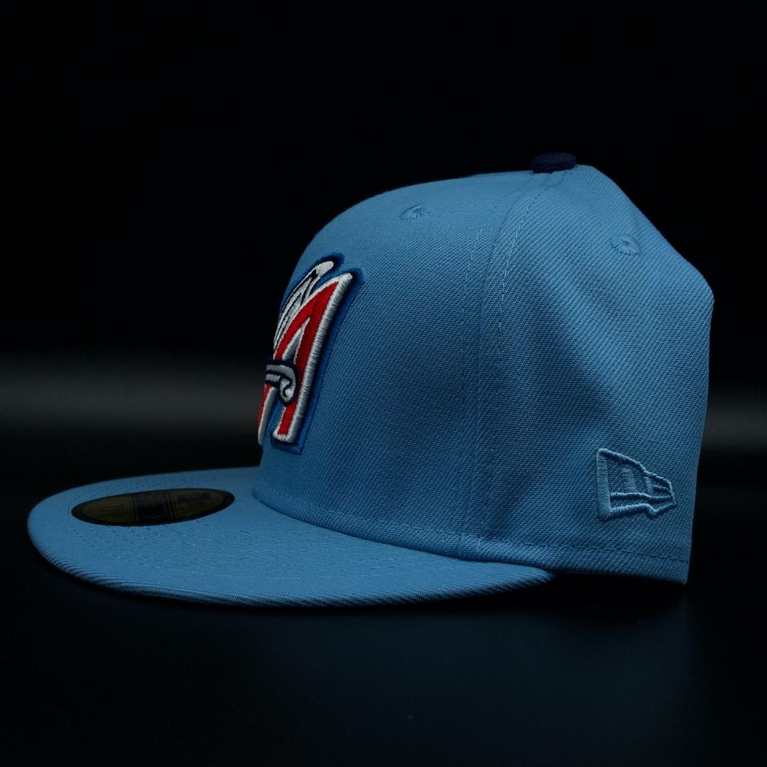 Anaheim Angels Sky Blue Winged A 50th Anniversary Pink Brim 59FIFTY Fitted Hat