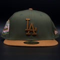 Los Angeles Dodgers Olive and Rust Brown Colosseum Pink Brim 59FIFTY Fitted Hat
