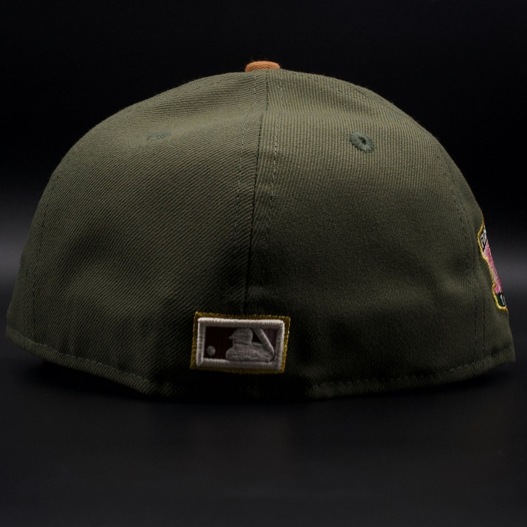 Los Angeles Dodgers Olive and Rust Brown Colosseum Pink Brim 59FIFTY Fitted Hat