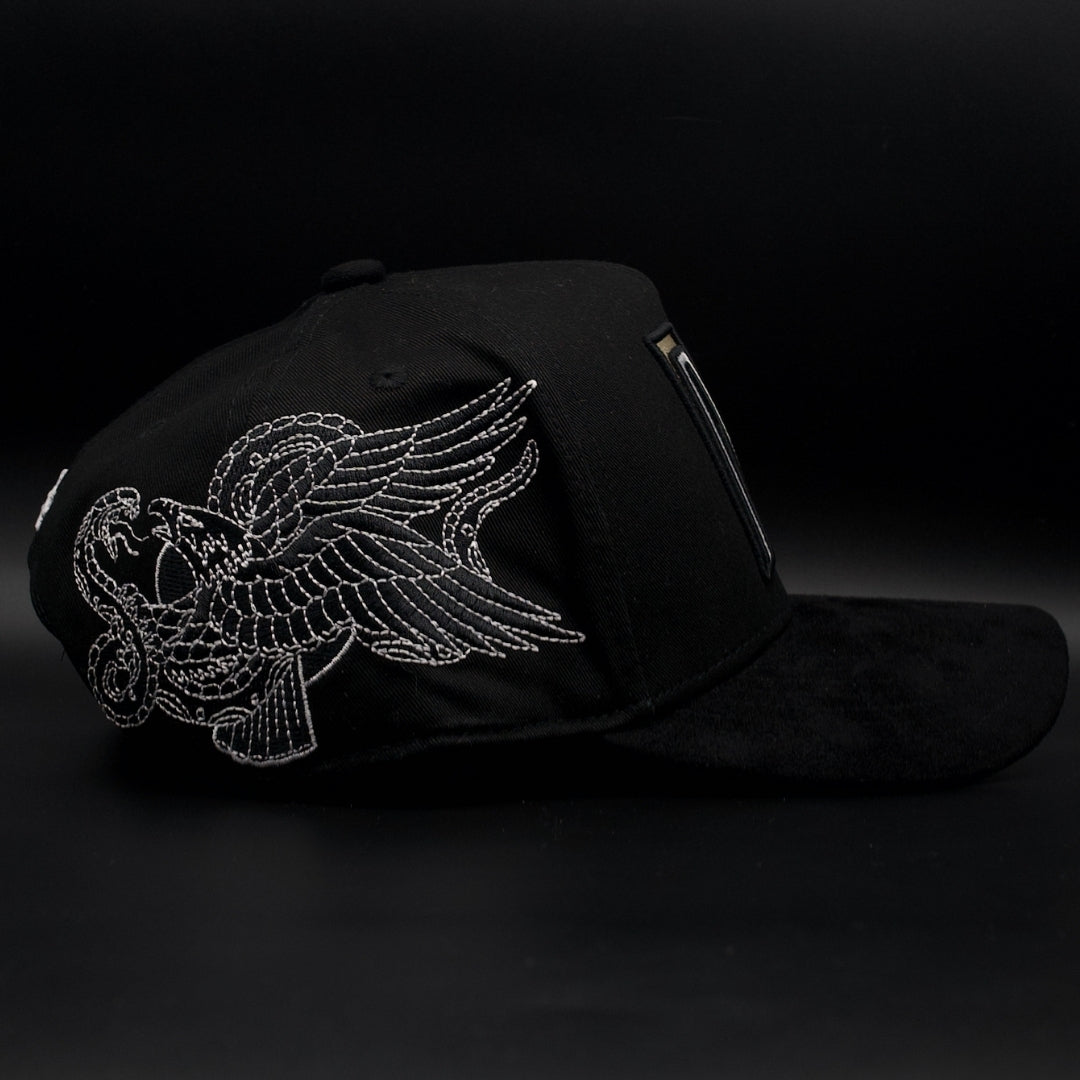 Hat Zun Black And Gold Mexico Aguila Snake Black Brim SnapBack Hat