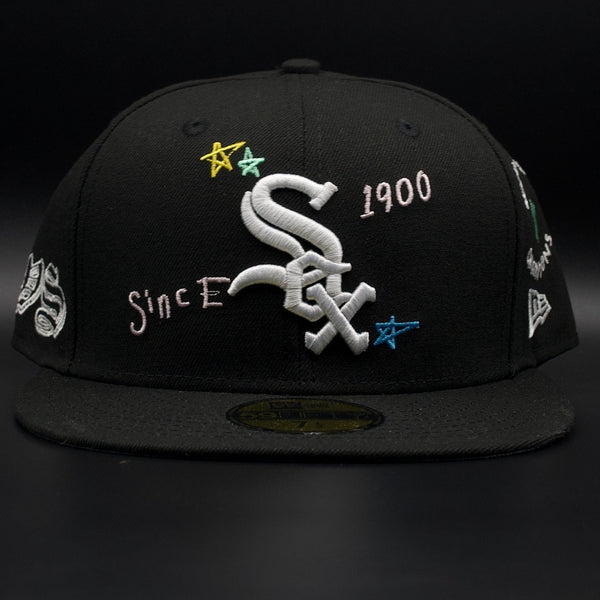 Wholesale Chicago White Sox Black Since 1900 Designs World Series Grey Brim 59FIFTY Fitted Hat