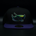 Tampa Bay Devil Rays Black and Purple Ray Logo Red Brim 59FIFTY Fitted Hat