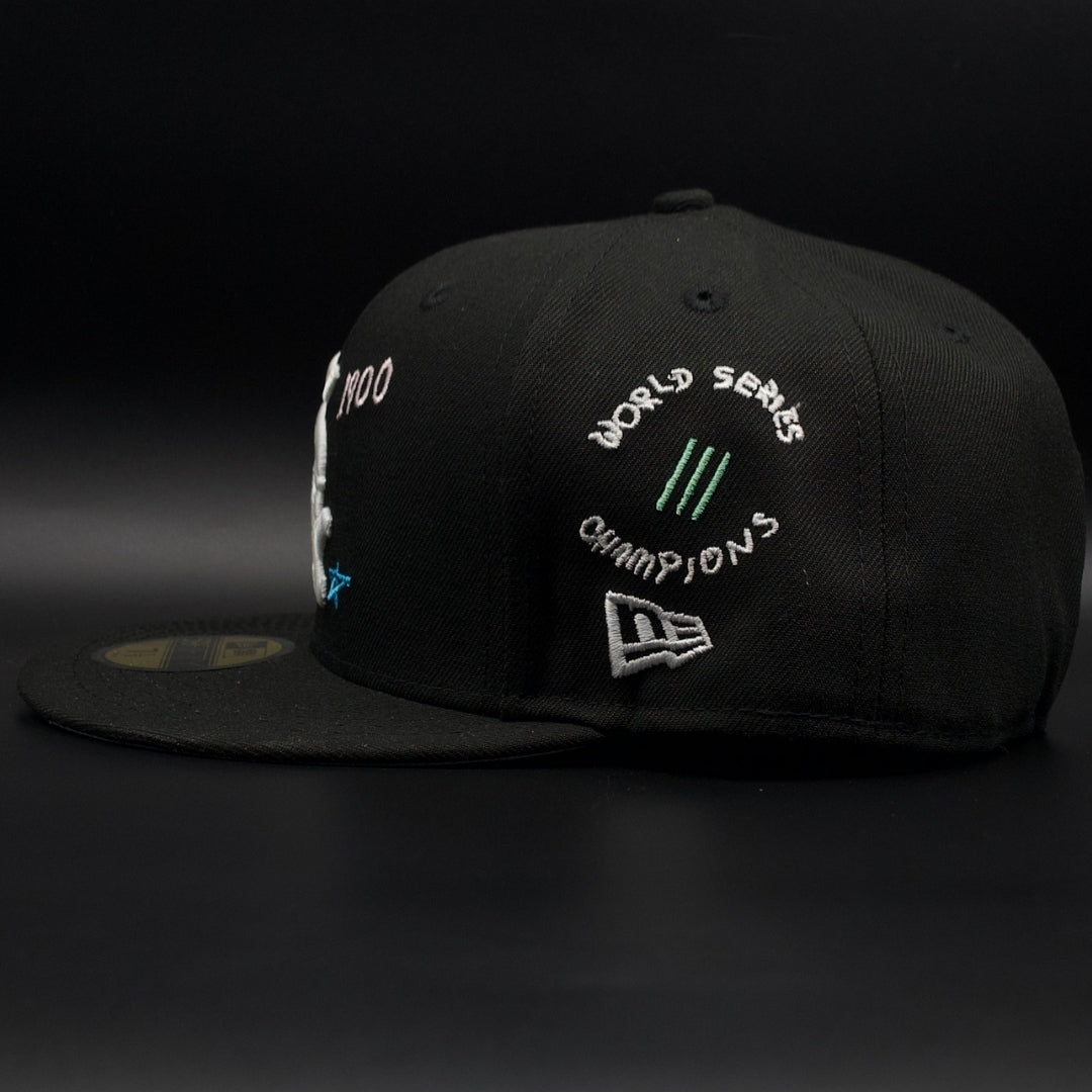 Chicago White Sox Black Since 1900 Designs World Series Grey Brim 59FIFTY Fitted Hat