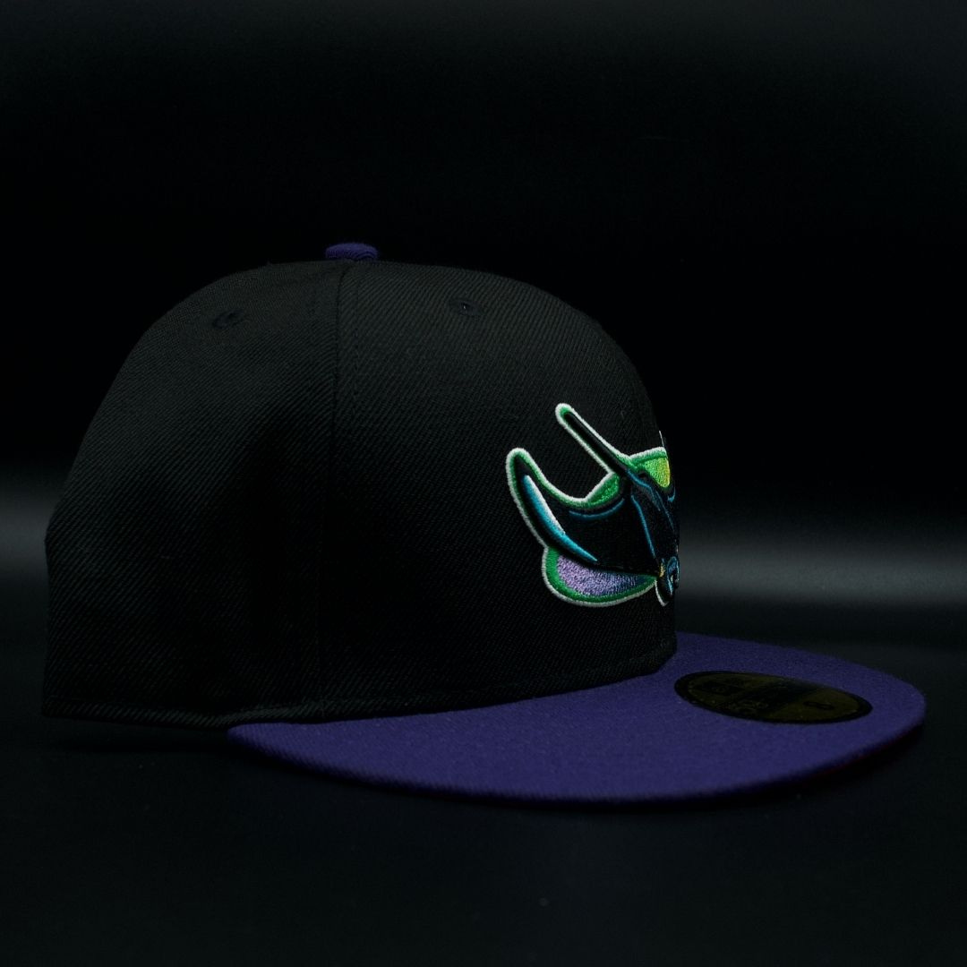Tampa Bay Devil Rays Black and Purple Ray Logo Red Brim 59FIFTY Fitted Hat