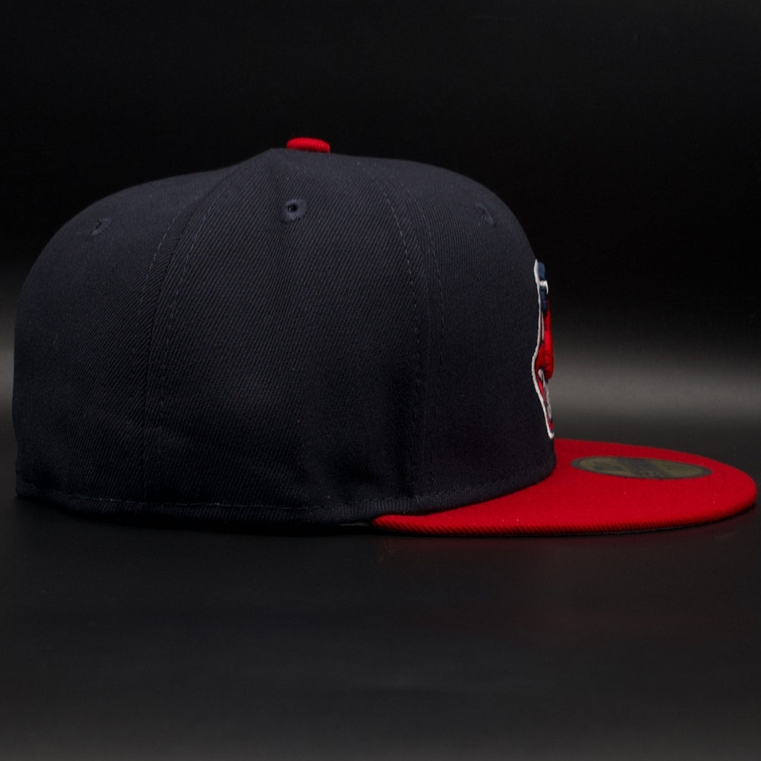 Cleveland Guardians (Indians) Navy and Red Chief Wahoo World Series Grey Brim 59FIFTY Fitted Hat