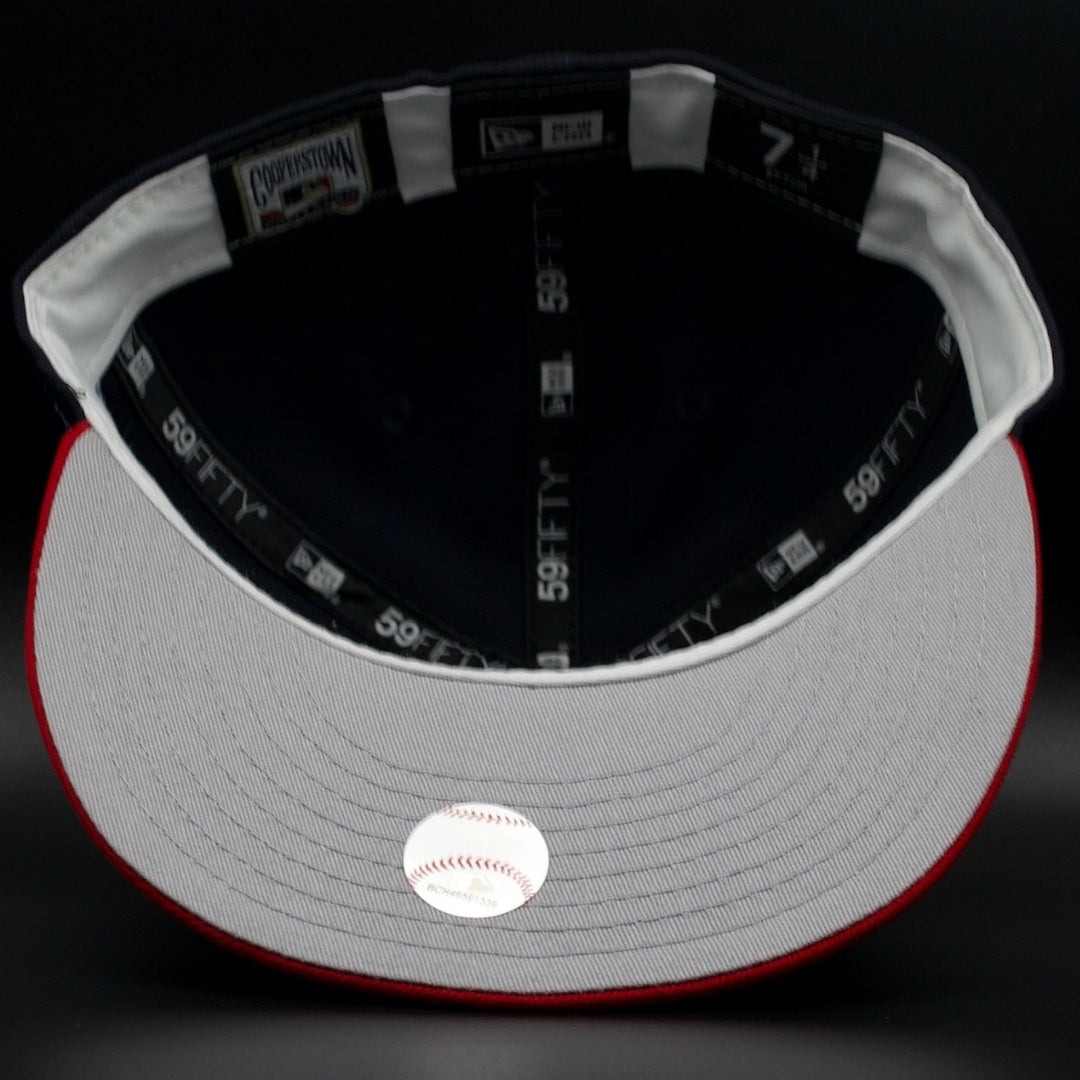 Cleveland Guardians (Indians) Navy and Red Chief Wahoo World Series Grey Brim 59FIFTY Fitted Hat