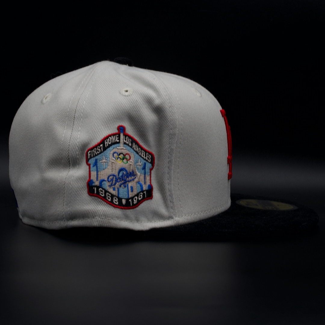 Los Angeles Dodgers Light Grey and Black Corduroy Colosseum Red Brim 59FIFTY Fitted Hat