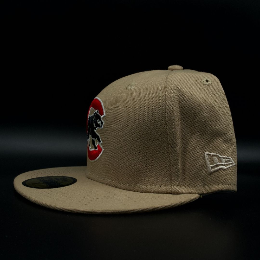 Chicago Cubs Khaki Bear Wrigley Field 100 Years Yellow Brim 59FIFTY Fitted Hat