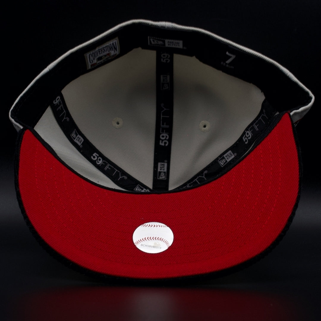 Los Angeles Dodgers Light Grey and Black Corduroy Colosseum Red Brim 59FIFTY Fitted Hat