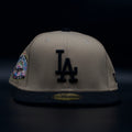 Los Angeles Dodgers Tan Brown and Black Corduroy Colosseum Pink Brim 59FIFTY Fitted Hat