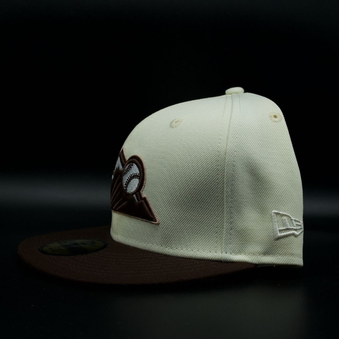 Colorado Rockies Cream and Brown Mtn 25th Anniv Yellow Brim 59FIFTY Fitted Hat