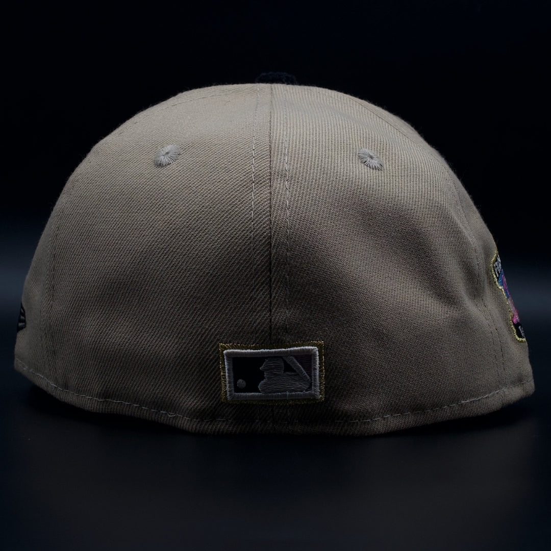 Los Angeles Dodgers Tan Brown and Black Corduroy Colosseum Pink Brim 59FIFTY Fitted Hat