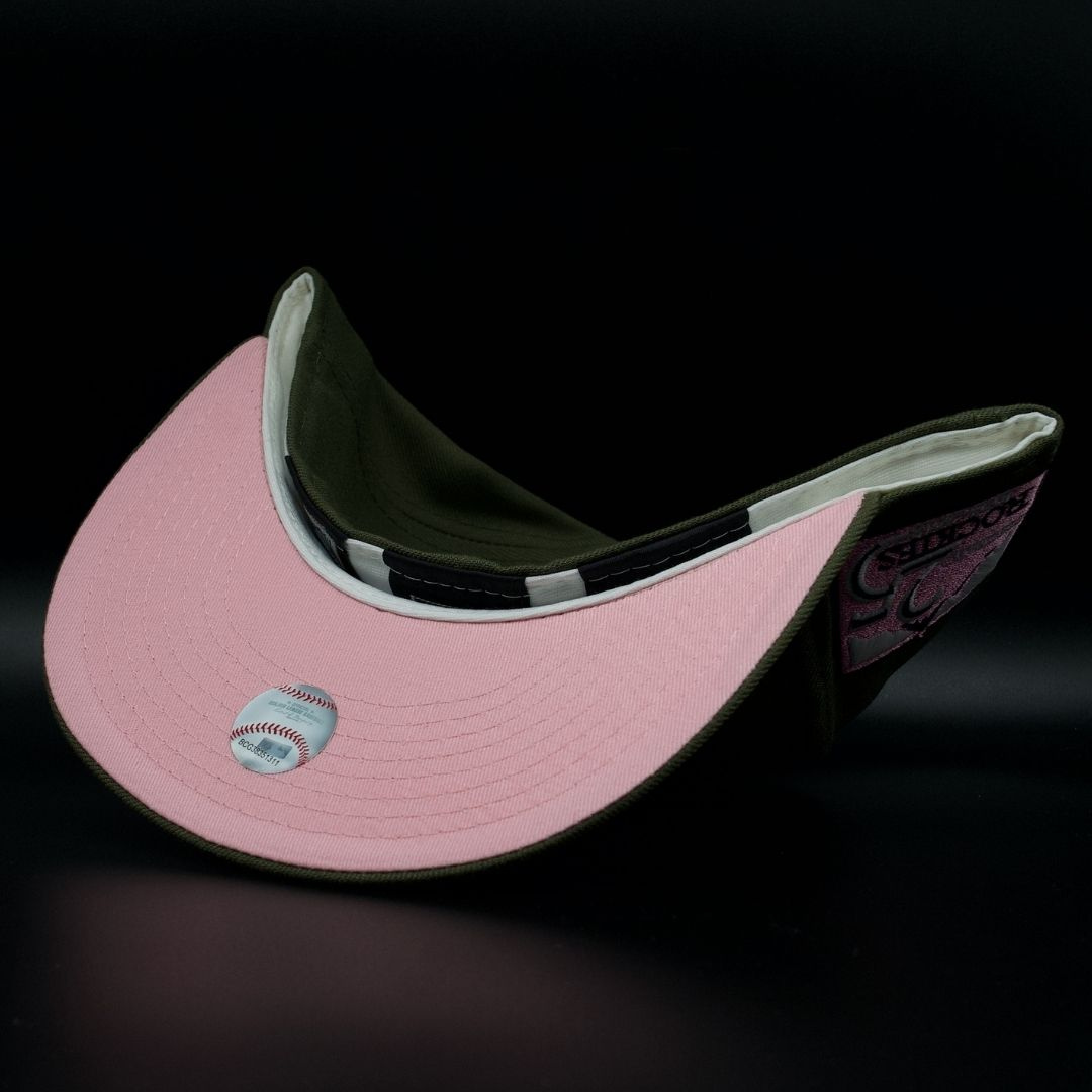 Colorado Rockies Olive Mountain 25th Anniversary Pink Brim 59FIFTY Fitted Hat