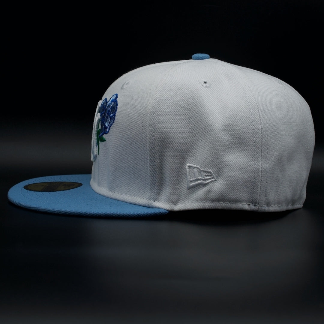 New York Yankees White and Sky Blue Rose World Series Grey Brim 59FIFTY Fitted Hat