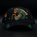 Hat Zun Black And Green Panther Los Angeles Flames Green Brim SnapBack Hat