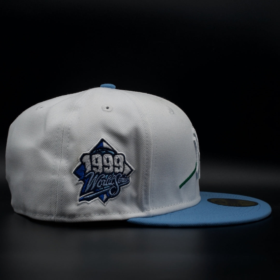 New York Yankees White and Sky Blue Rose World Series Grey Brim 59FIFTY Fitted Hat