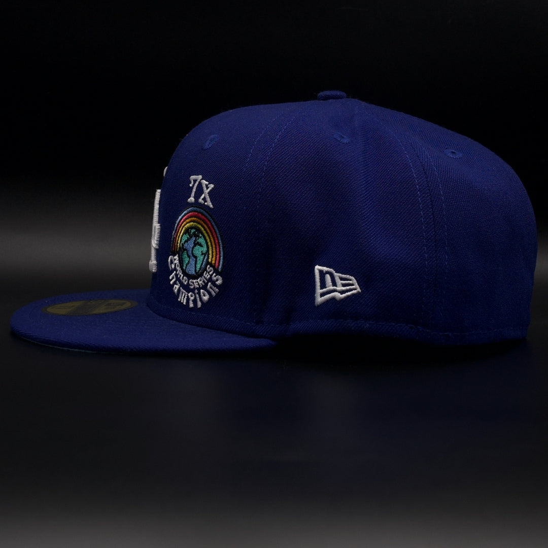Los Angeles Dodgers Dark Blue Peace and Love Blue Brim 59FIFTY Fitted Hat