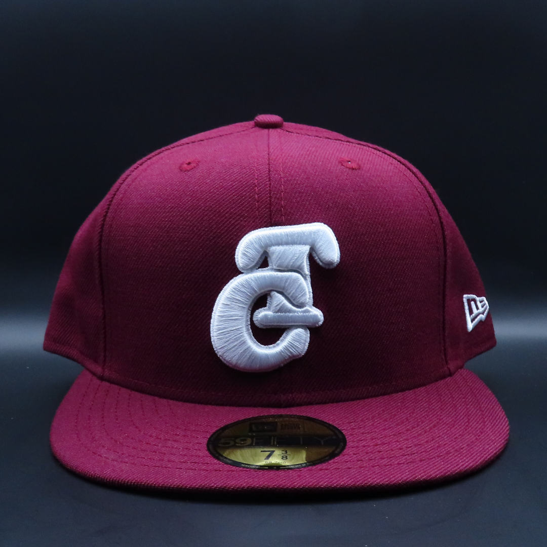 Tomateros de Culiacán Burgundy White Logo Design Black Brim 59FIFTY Fitted Hat
