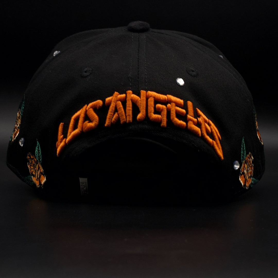 Hat Zun Black And Green Panther Los Angeles Flames Green Brim SnapBack Hat