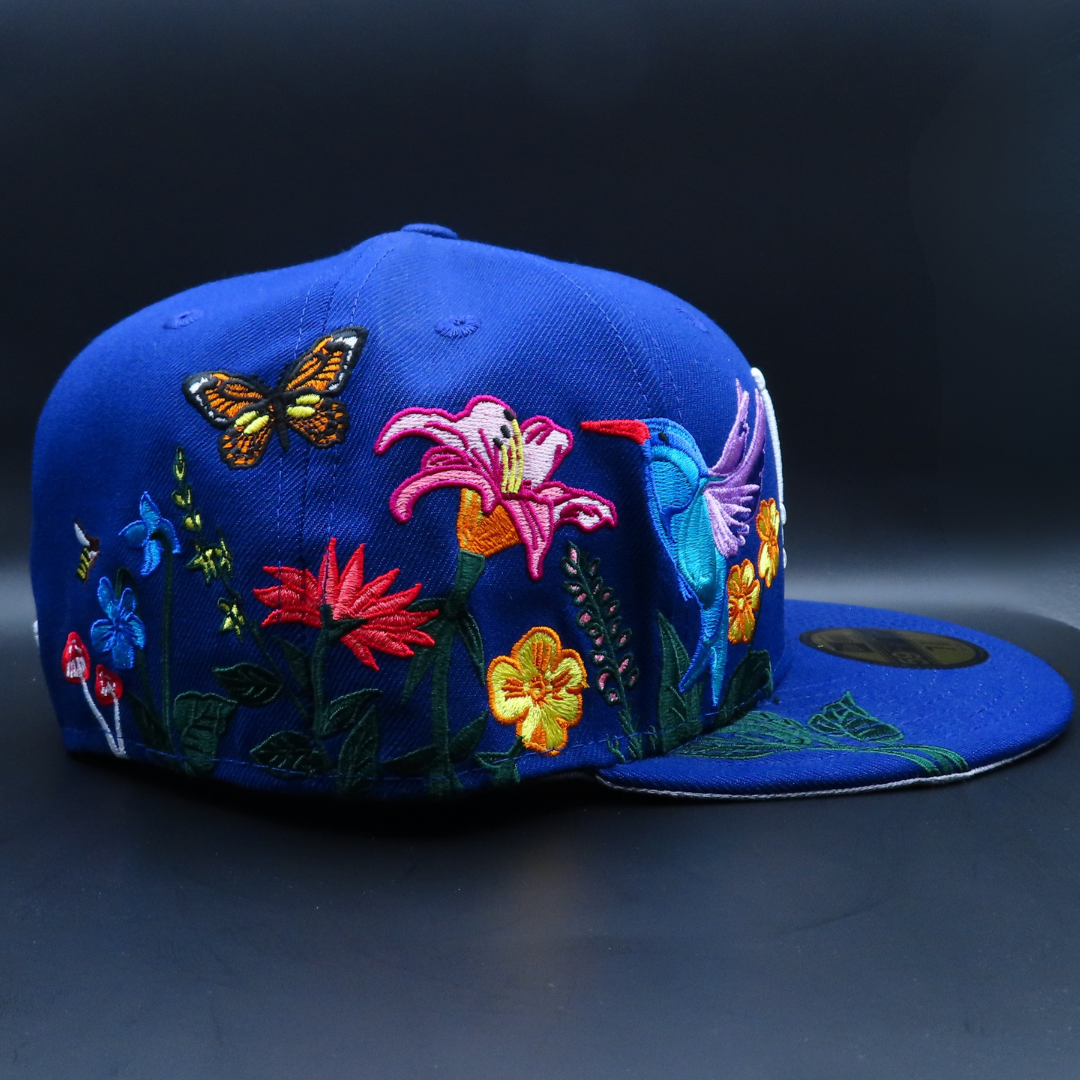 Los Angeles Dodgers Blue Hummingbird Design Grey Brim 59FIFTY Fitted Hat