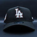 Los Angeles Dodgers Black White Logo 1984 Olympic Side Patch Grey Brim 9FORTY SnapBack Hat