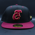 Tomateros de Culiacán Black Burgundy Two-Tone Gold Outline Logo Design Burgundy Brim 59FIFTY Fitted Hat
