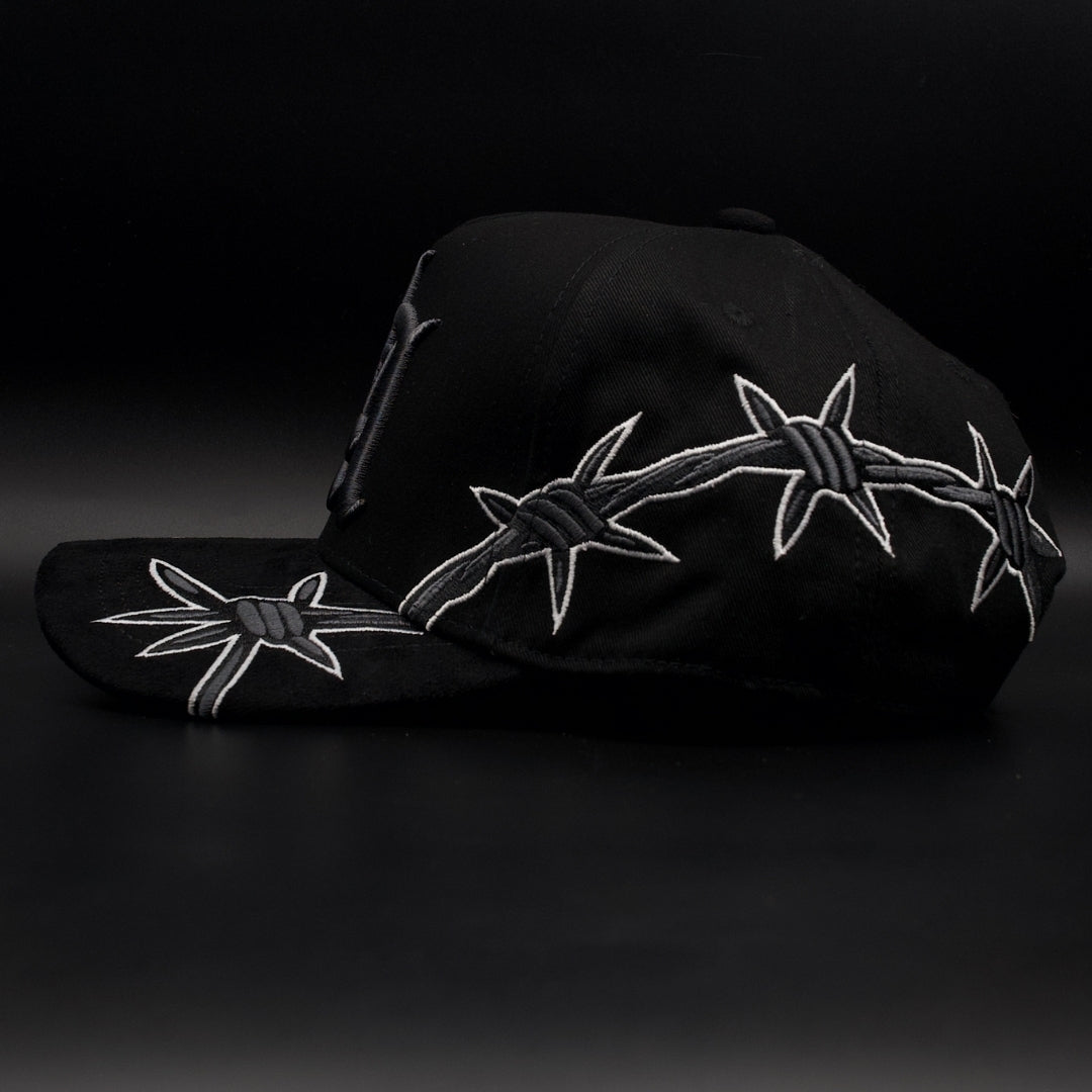 Hat Zun Black And Grey Barbed Wire LA Black Brim SnapBack Hat