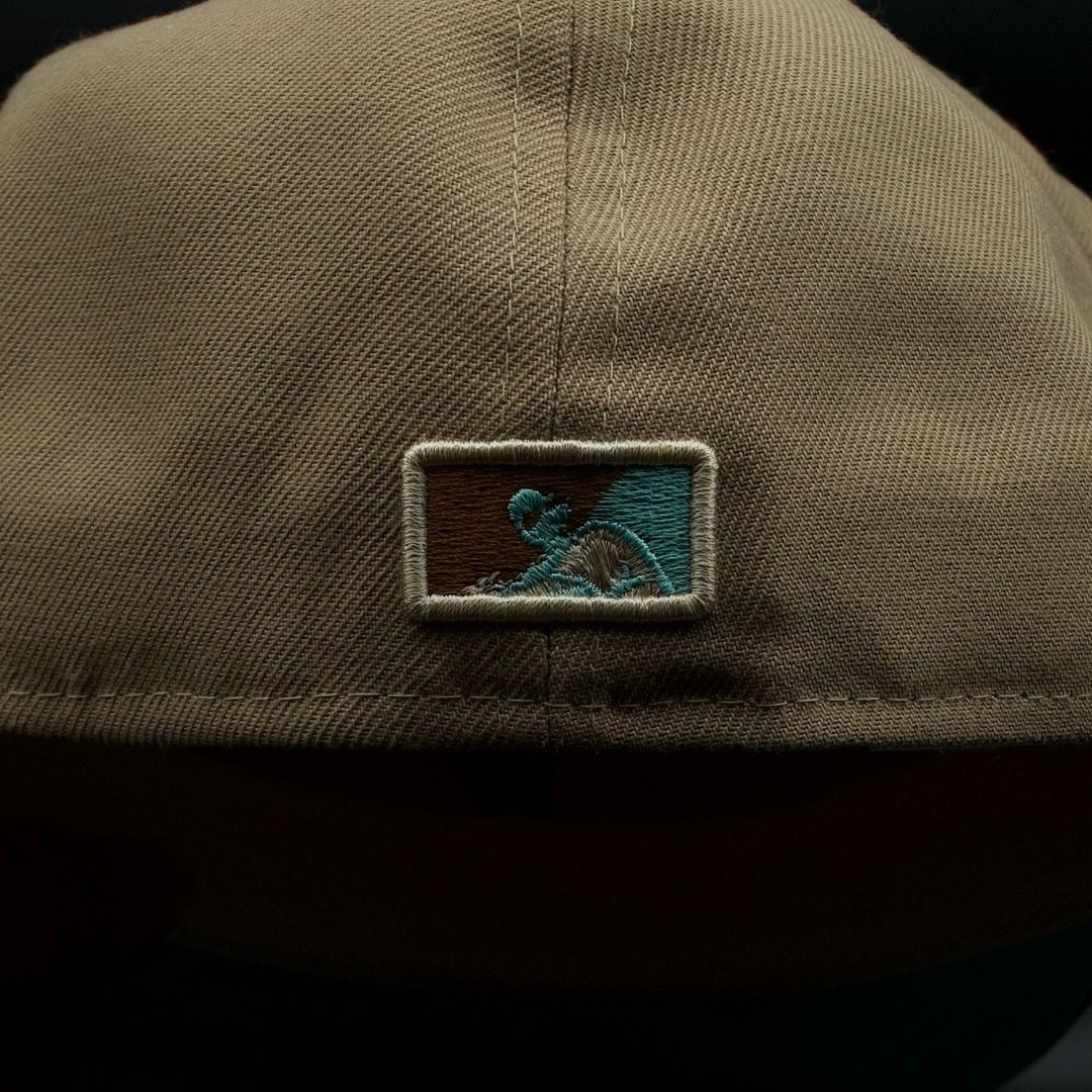 Syracuse SkyChiefs Camel and Brown Script Logo Teal Brim 59FIFTY Fitted Hat