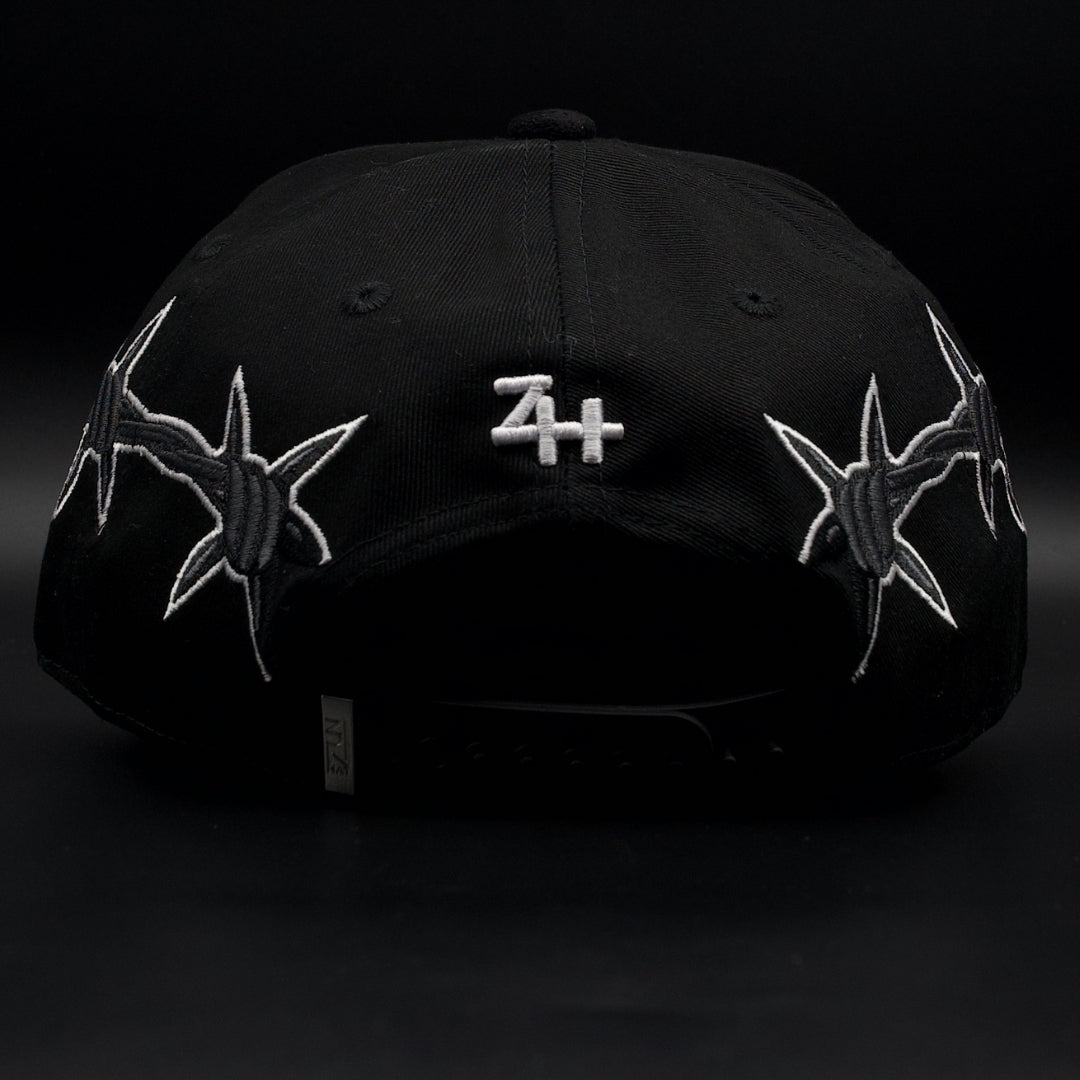 Hat Zun Black And Grey Barbed Wire LA Black Brim SnapBack Hat