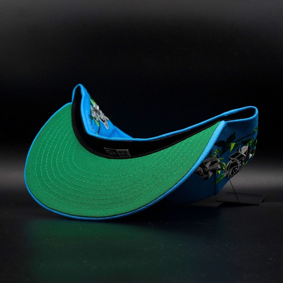 Paper Planes Blue Fanatic Paper Plane Logo With Roses Green Brim 59FIFTY Fitted Hat