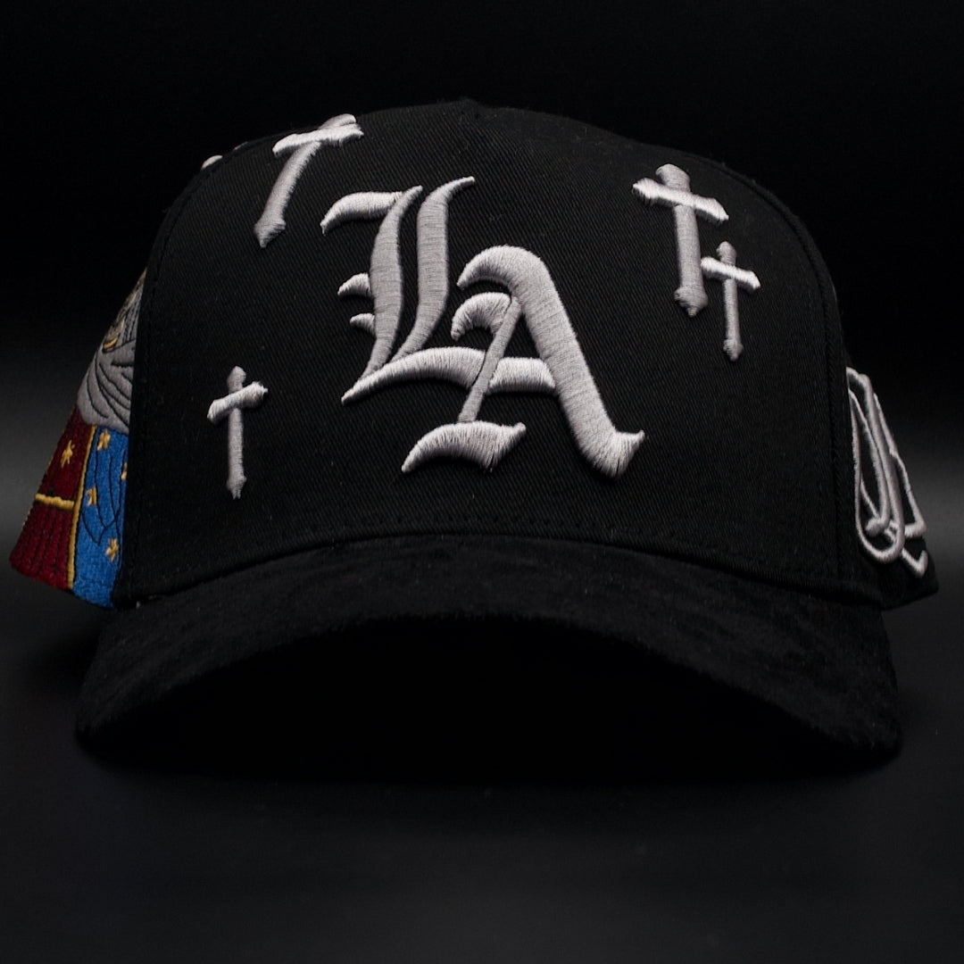 Hat Zun Black LA Guadalúpe Crosses Burgundy Brim SnapBack Hat