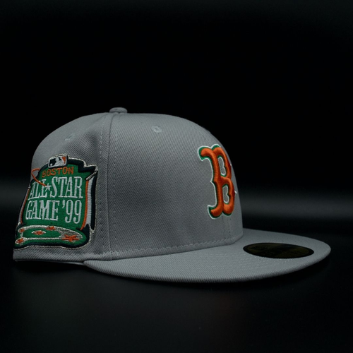 Boston Red Sox Grey B Logo 1999 All-Star Game Teal Brim 59FIFTY Fitted Hat