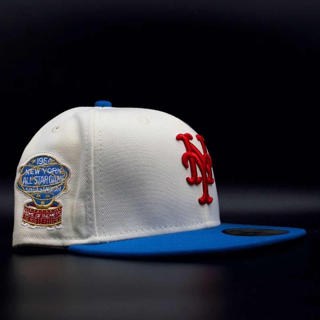 New York Mets Chrome White and Blue NY Logo 1964 All Star Game Green Brim 59FIFTY Fitted Hat